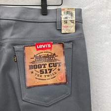 Vintage Levi's 517 Bootcut Tex Twill Pants Mens 38x34 Gray Dacron Polyester 1999