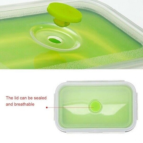 Silicone Collapsible Lunch Box Food Storage Container Microwavable Portable - Picture 9 of 10