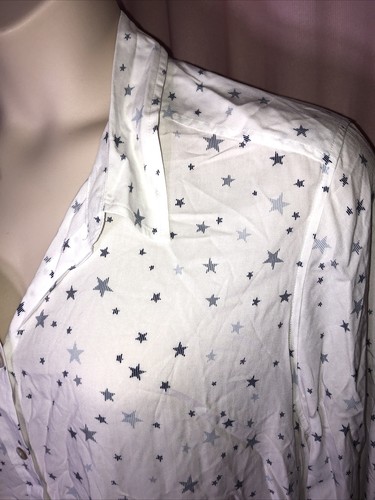 NWT Jane & Delancey 3X White Blue Stars Button Down Blouse Top Shirt E8 - Picture 4 of 12