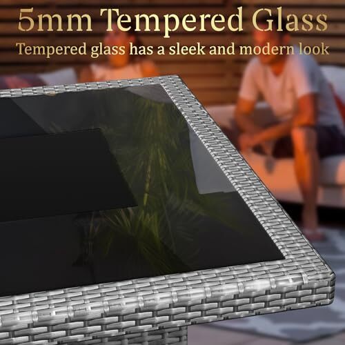 44-Inch Fire Pit Table with 60,000 BTU Flame, Hand-Weave Rattan, Aluminum - Picture 5 of 7