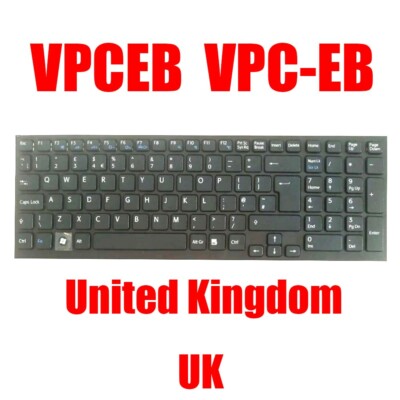 United Kingdom UK Laptop Keyboard For SONY VAIO VPCEB VPC-EB 148793011 Black New
