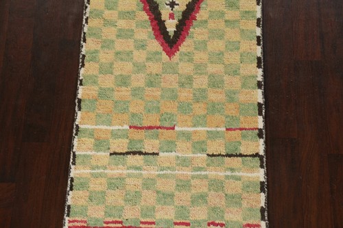 3'x12' Geometric Tribal Moroccan Oriental Runner Rug Wool Hand-knotted Hallway - Picture 4 of 12