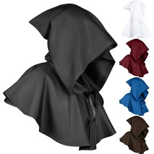 Mens Womens Vintage Hooded Cloak Outwear Medieval Carnival Party Cosplay Costume