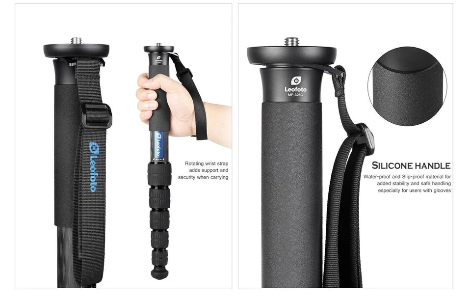 Leofoto MP-284C+VH-10S CF Monopod with VH-10S Two Way Tilt Head - Image 3 of 4