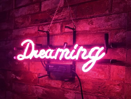 Pink Dreaming Neon Light Sign Handcraft Gift Real Glass Room Wall Hanging 14"x7" - Picture 3 of 4