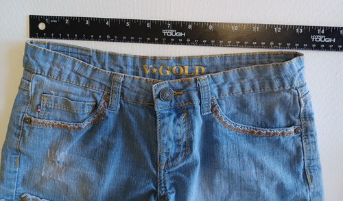 V*GOLD Jean Shorts Girls Size 12 With 3" Inseam Distressed Embroidered Detail - Picture 3 of 9