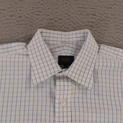 Robert Talbott Shirt Mens M 15.5 33 Blue White Check Herringbone Button Up