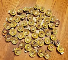 Vintage Christmas Tree Tin Metal Candle Clip on Holders Gold Glitter Lot of 50