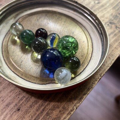Lot Of 10 Vintage Marbles Crackle Cats Eye More Free Shipping 4