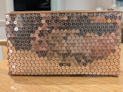 Mac Kosmetik Kosmetiktasche Pailletten Bommel Rosegold Nagelneu Leerbeutel Reißverschluss