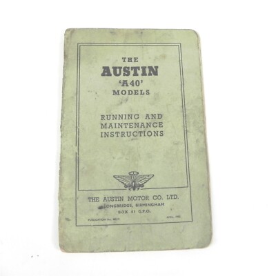 VINTAGE 1952 AUSTIN A40 MODELS OWNERS MANUAL REFERENCE OPERATORS GUIDE SERVICE