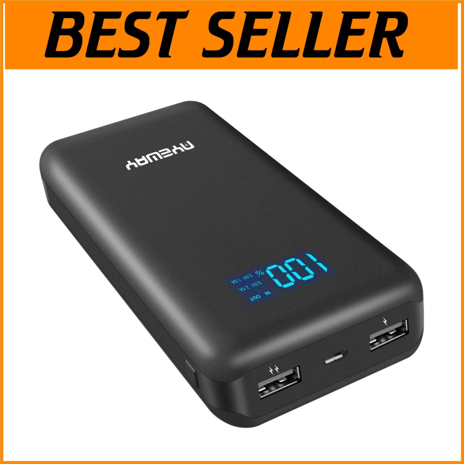 26800mAh Portable Charger with Dual Output Hidden Digital Display Black