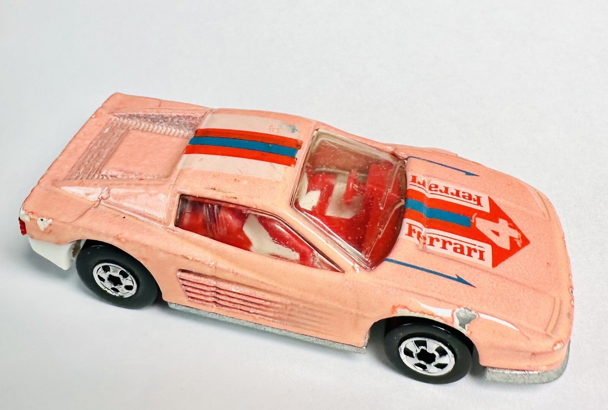 Vintage 1986 Hot Wheels Ferrari Testarossa Light Pink Color
