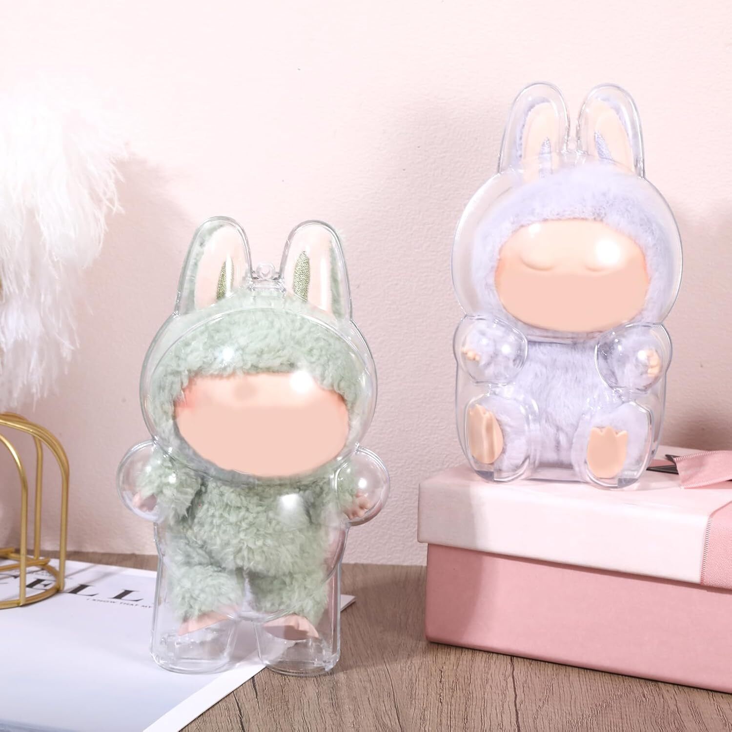 Protective Case for LUFUFU, Clear Figure Display Bag with Keychain for 17cm Doll