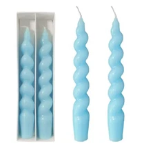 Spiral Taper Candle Blue Candlesticks7 Inch Short Tapered Candles Unscented C...
