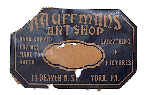 Kauffmans Art Shop Rahmen - 14 Beaver Street York, PA - gebrauchtes Etikett um 1910-20er