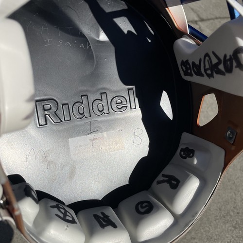 Vintage Riddell DENVER BRONCOS Orange Metallic Helmet Signed Dates OOAK❤️blt10m5 - Picture 10 of 15