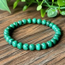 Natural Malachite 6mm Round Beads Green Crystal Healing Reiki Stretch Bracelet
