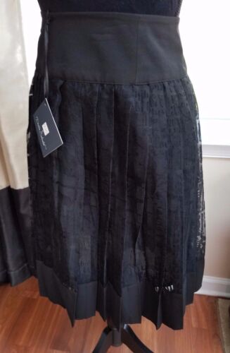 DS By Debbie Shuchat Black Pleated Knee Length Skirt Size 12 NWT - Picture 3 of 12