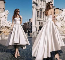 Custom A Line Bridal Satin Wedding Dress Bridal Gowns Champagne Simple