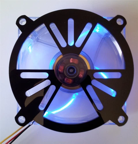 Custom 140mm NUCLEAR RADIATION Computer Fan Grill Gloss Black Acrylic Cooling