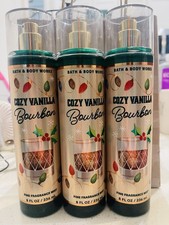 3 New Bath  Body Works Cozy Vanilla Bourbon Fine Fragrance Body Mist Spray 8 oz