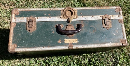 Old Green Metal Suitcase Trunk