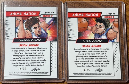 2025 Leaf Anime Nation Cameron + Cayden Boozer Twins Rookie BLUE VARIANT # /75 - Picture 6 of 8