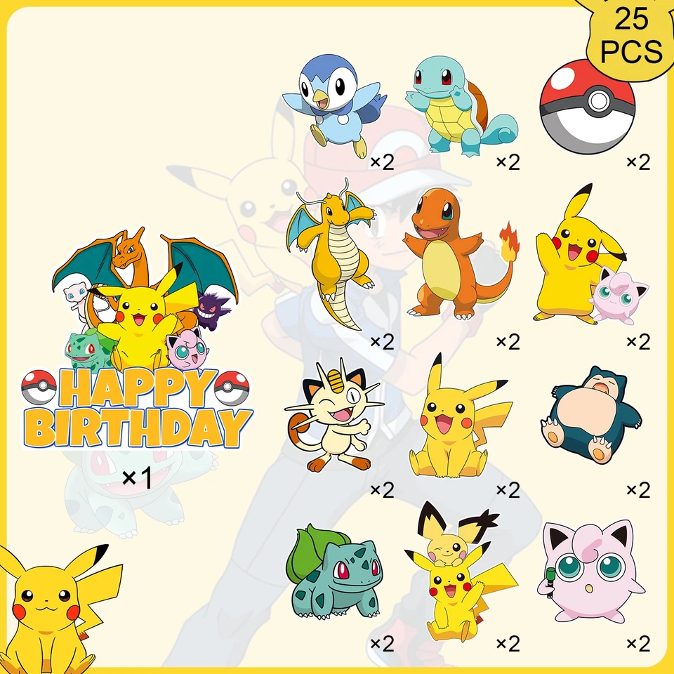 Украшение для дня рождения Pokemon Cupcake Toppers Pokemon товары для вечеринок Pikachu - Изображение 2 из 4