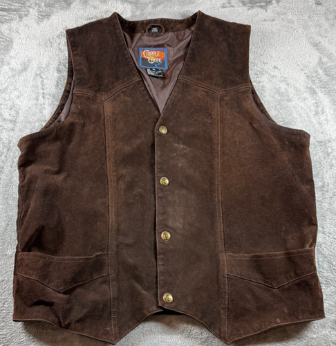 Cripple Creek Western Suede Leather Vest XL Brown Snap Front Cowboy Ranch Wear