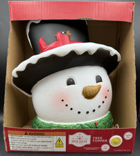 NEW Holiday Time Lighted Snowman Tree Topper Plastic 13"