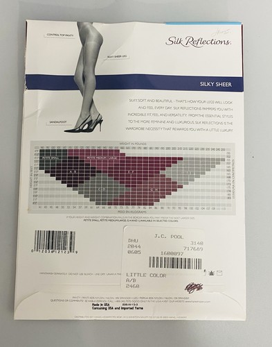 Hanes Silk Reflections Pantyhose Tights Sheer Style 717 Size AB Cafe Au Lait New - Picture 2 of 2