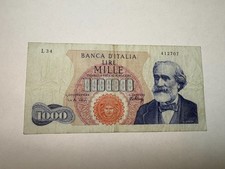 Italy 1000 Lire 1962 Fair Condition Circulated Banknote Vintage World Currency