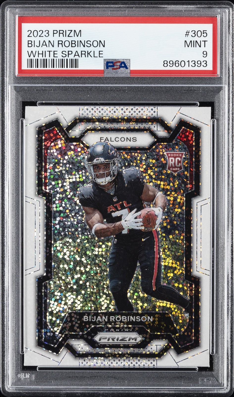 2023 PANINI PRIZM WHITE SPARKLE #305 BIJAN ROBINSON PSA 9
