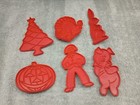 6 Vintage Red Tupperware Cookie Cutters Turkey Christmas Tree Jack O'Lantern  — photo 1