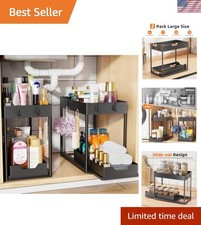 Under Sink Organizer 2 Pack, Sink Pull-Out Sliding Storage Cabinet, 2-Tier Un...