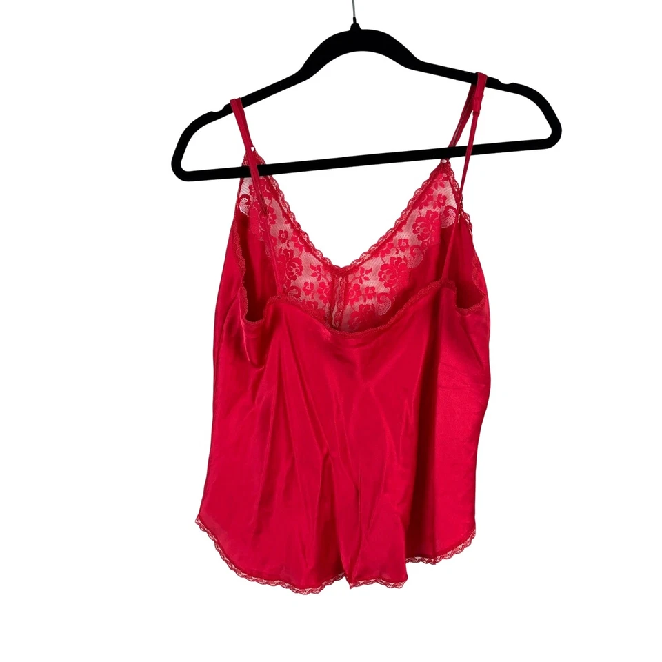 Camiseta sin cordones Maidenform Chantilly vintage años 70-80 roja de nailon y encaje talla 36 Foto 2 de 4