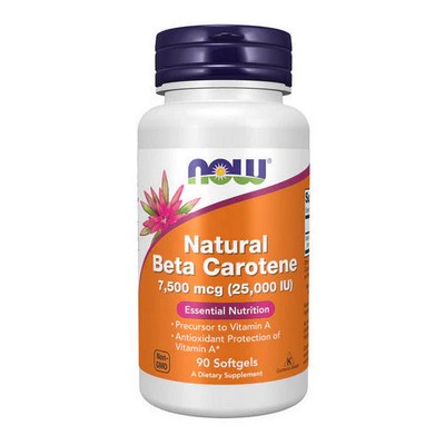 Natural Beta Carotene 90 Sofgels 25000 IU by Now Foods