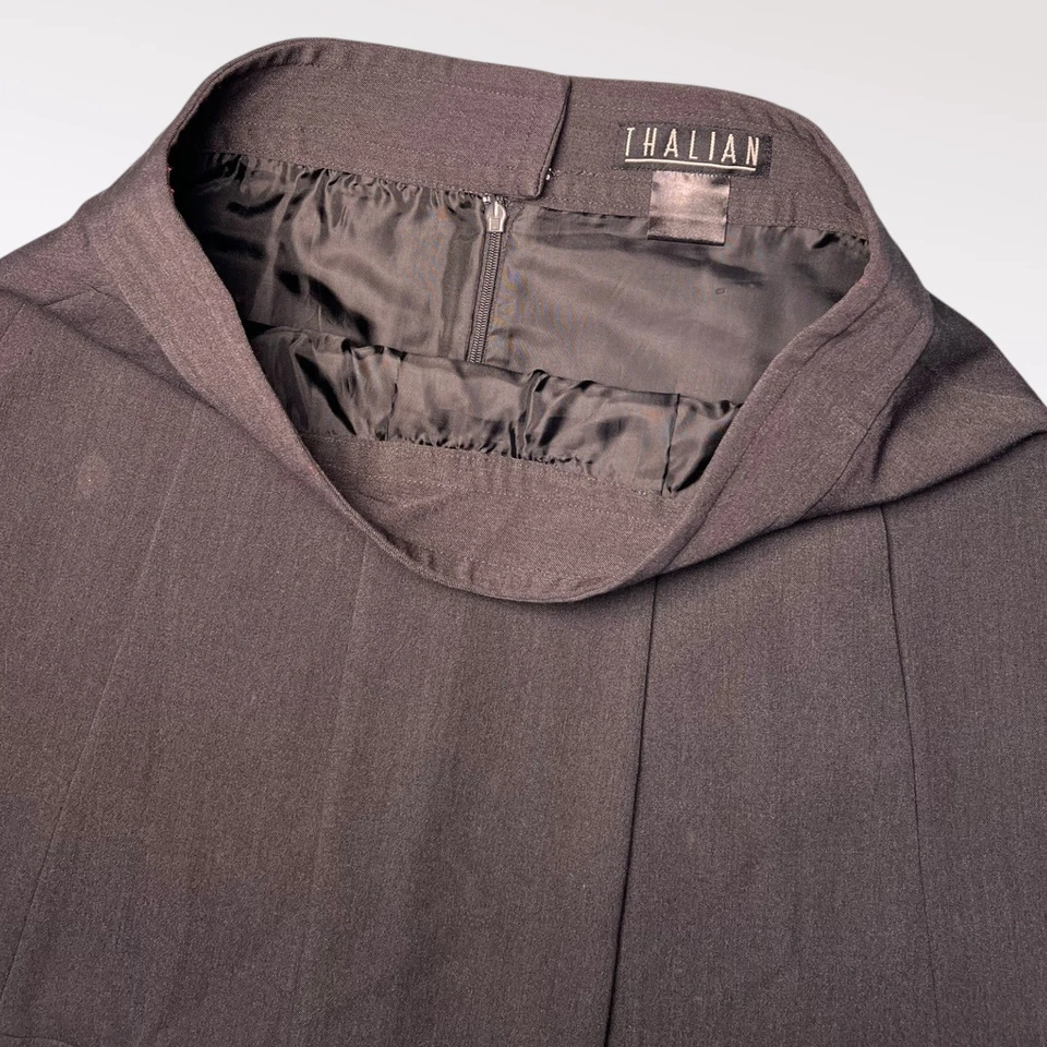 Falda Vintage Thalian Plisada Línea A Mini Carbón Negra Preppy Trabajo Talla Pequeña Foto 4 de 4