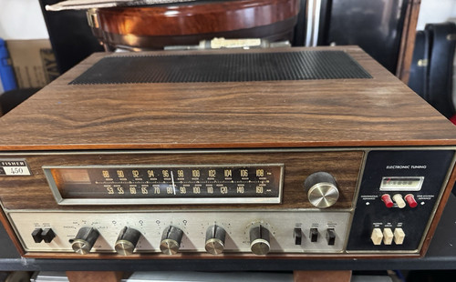 The Fisher 450-T AM/FM Stereo Receiver AutoScan Works Wood Cabinet Vintage