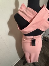Nasty Gal Pink Solid Cowl Neck Sleeveless Stretch Bodycon Knee Dress 6