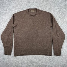 Vintage 70s Campus Sweater Men L Brown Wool Blend Crewneck Long Sleeve USA Made