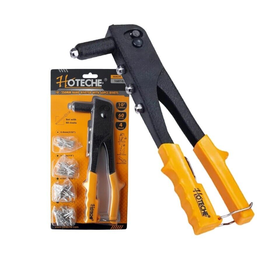 Rivettatrice manuale 4 testine 60 pz per rivetti da 2.4 3.2 4.0...