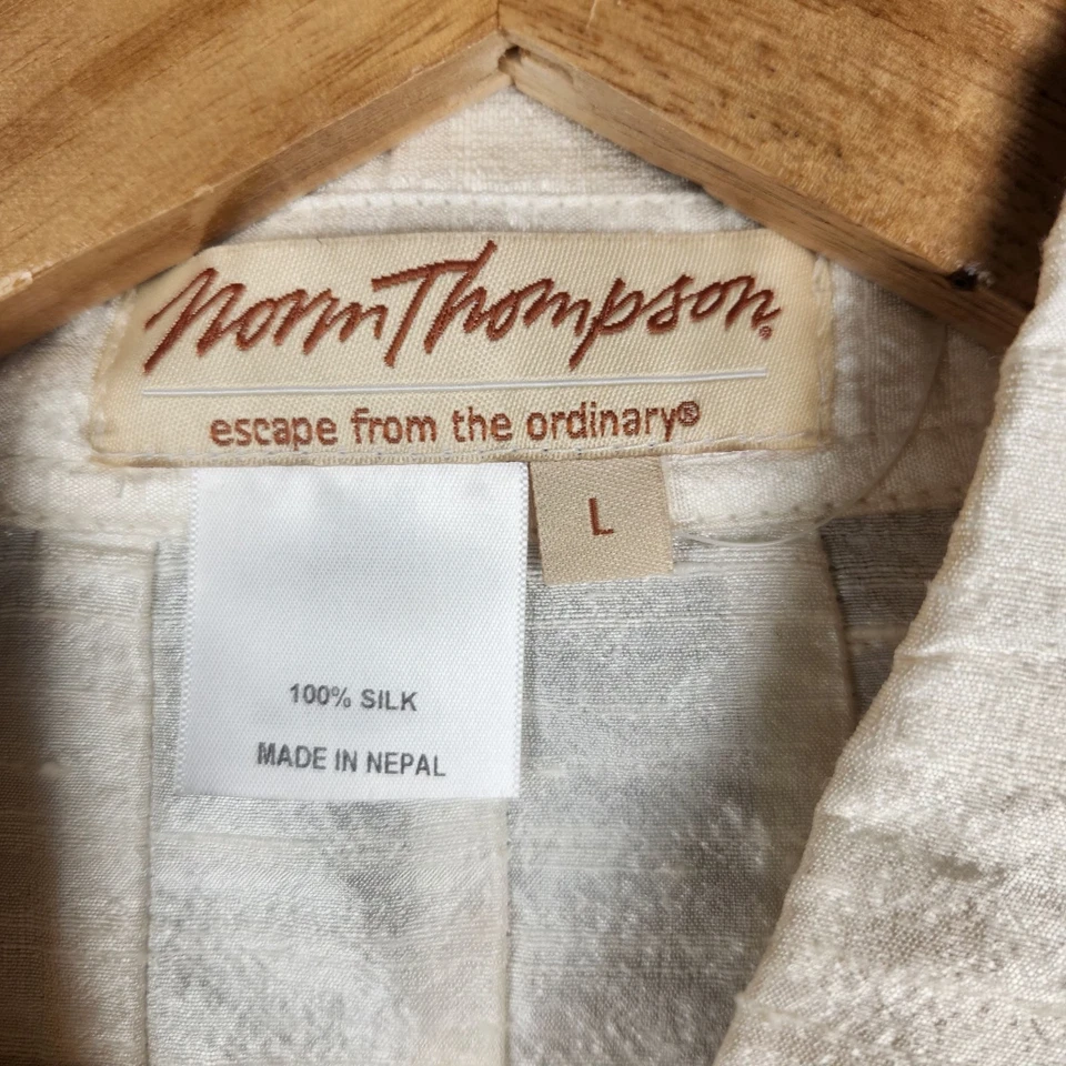 Blusa vintage Norm Thompson para mujer grande seda marfil Foto 3 de 4