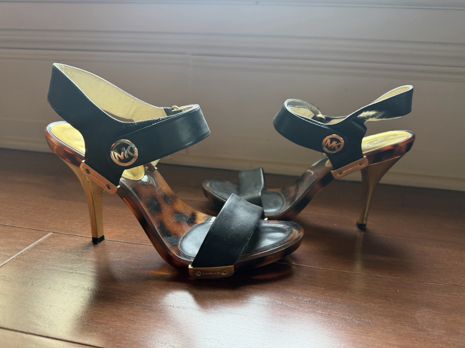 Michael Kors Black Leather Heels, Size 9.5