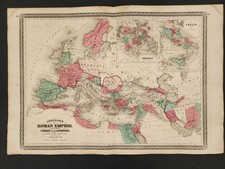 1864 antique ROMAN EMPIRE MAP hand-colored JOHNSON'S from atlas 26.5×18