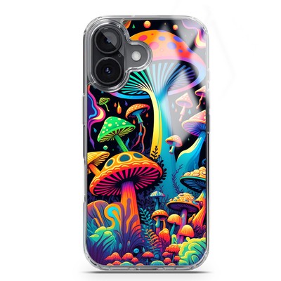 Mundaze Case for Apple iPhone 16 Plus Neon Psychedelic Hippie Mushrooms