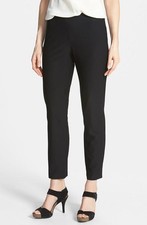 NEW 188 EILEEN FISHER SLIM PULL ON WASHABLE CREPE ANKLE PANTS BLACK SIZE PL