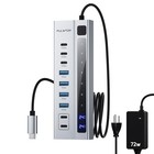 Powered USB C Hub, PULWTOP 9-in-1 USB-Hub suppprt 10Gbps & PD 45W Max Chargin...