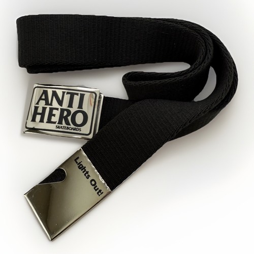 Anti Hero Skateboards Lights Out Black Web Belt Bottle Opener Buckle Skateboard